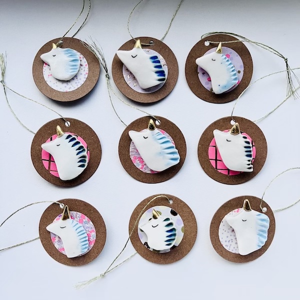 Céramique mini broches licorne Mélina Maillez www.hautcoeurdulieu.be